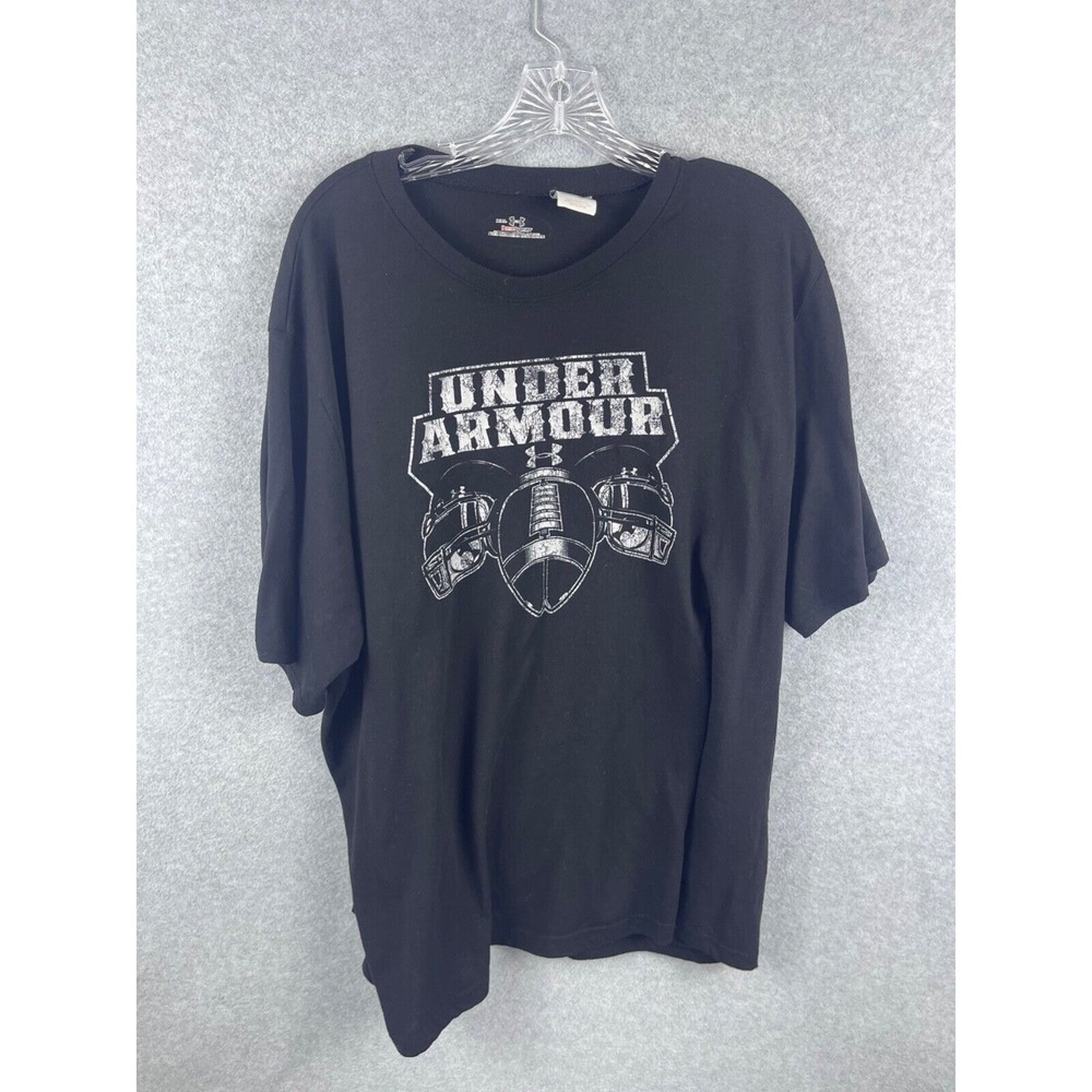 Under Armour HeatGear Shirt‎ Men's XXL Black Short Sleeve Football Workout Tee